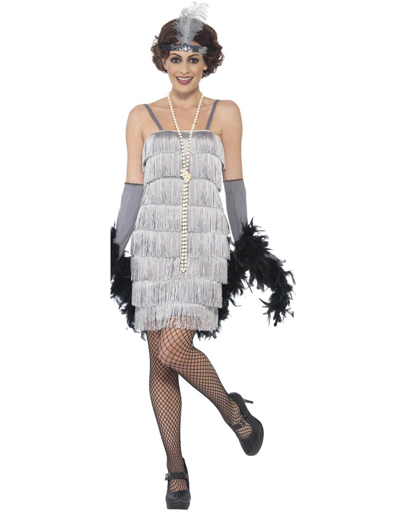 20s Silver Flapper Womens Costume