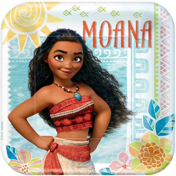 Moana 23cm Square Paper Plates Pack of 8