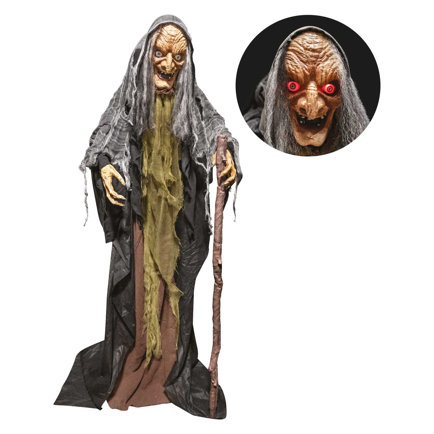 Witch with Cane Animated Decoration 1.6m