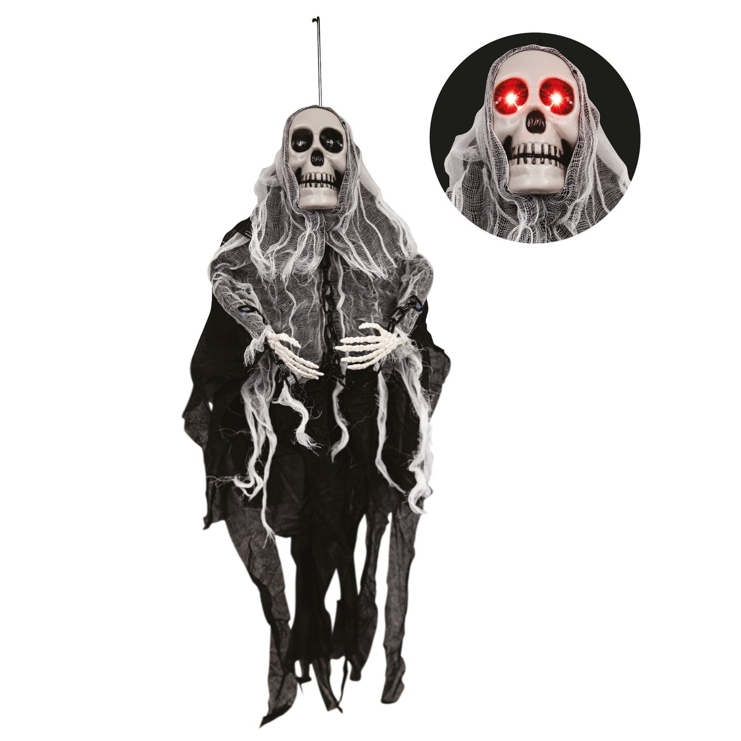Hanging Mini Black Ghoul Hanging Animated Decoration 60cm