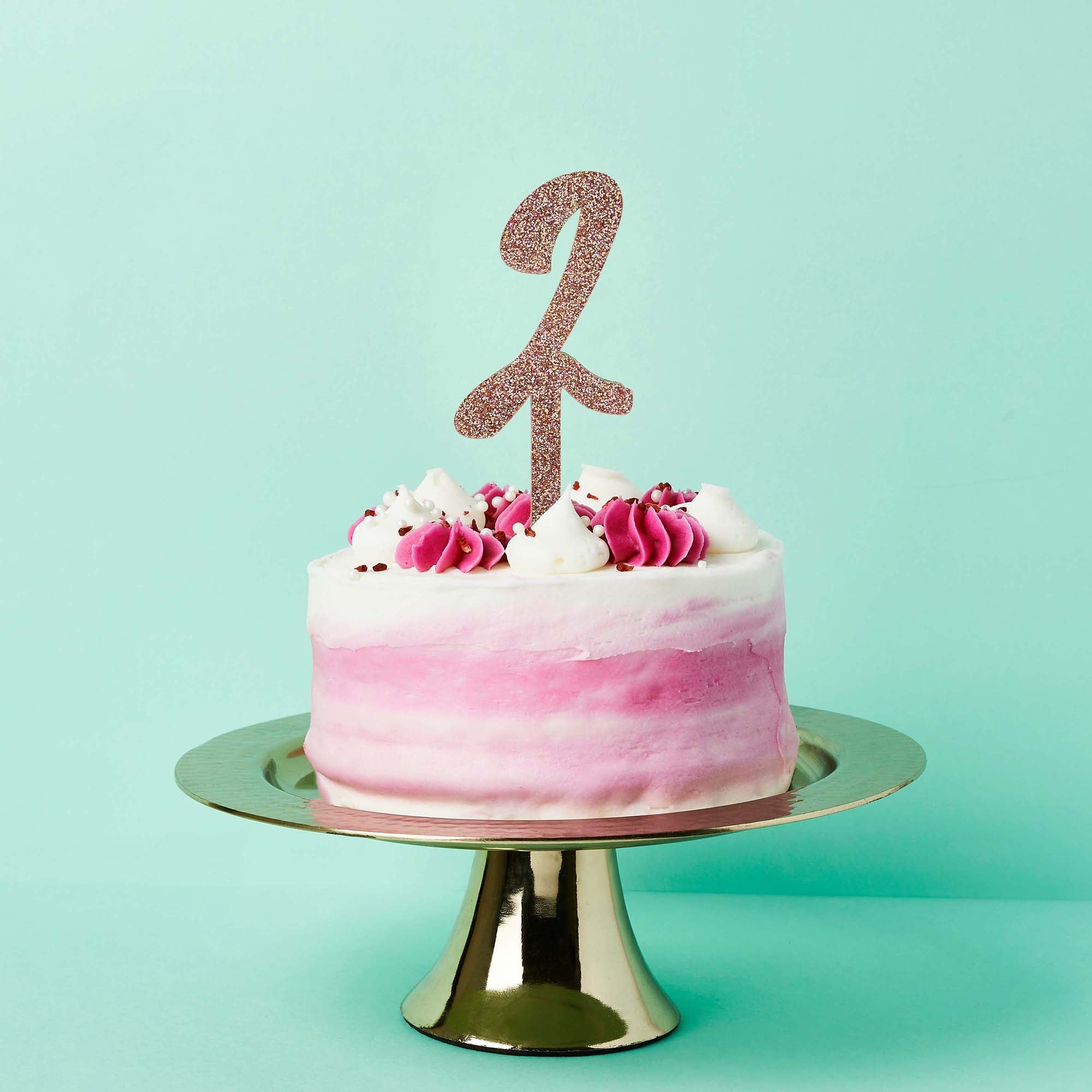 Metallic Mix Up Rose Gold Number 2 Glitter Acrylic Cake Topper