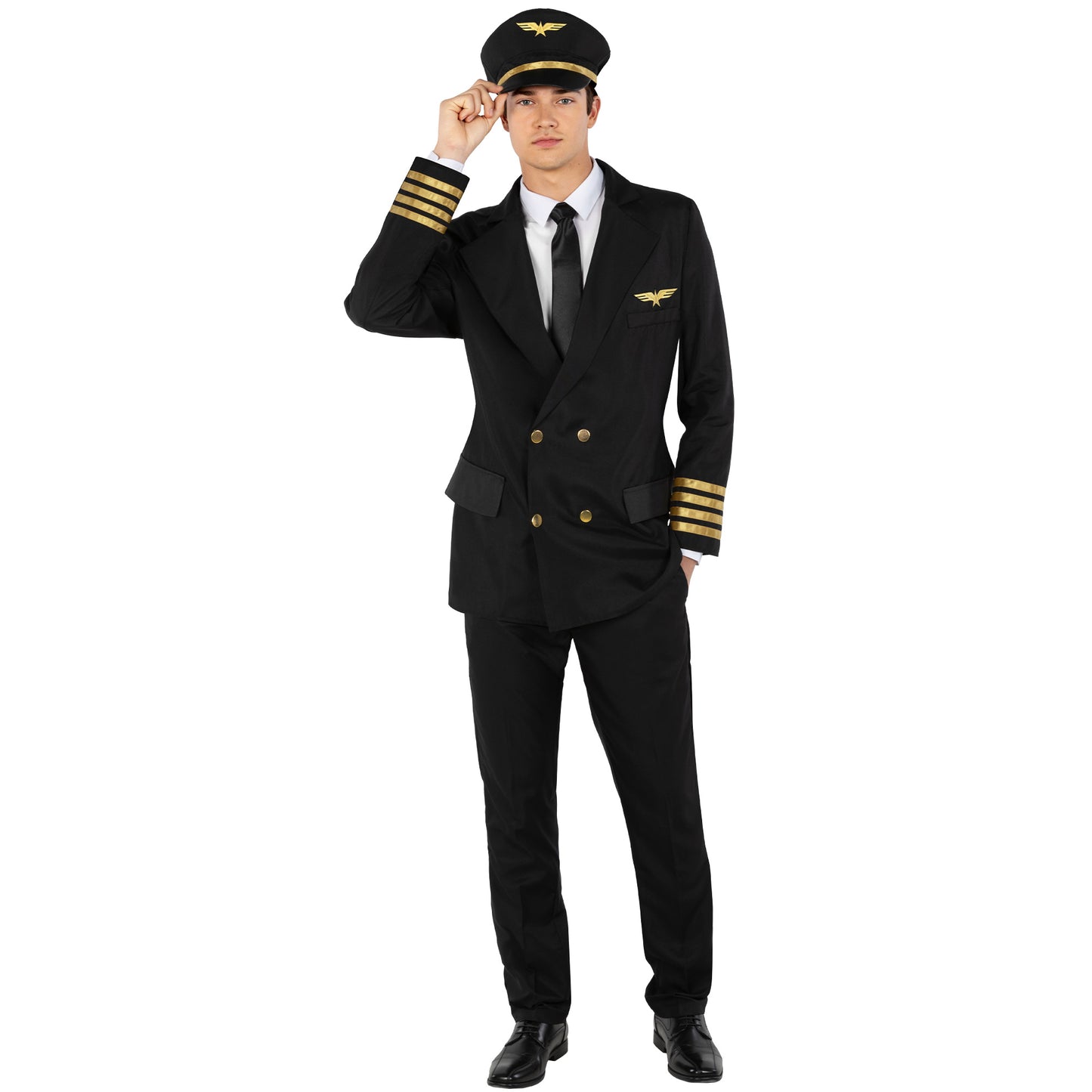 Pilot Captain Black Mens Costume Size XX-Large
