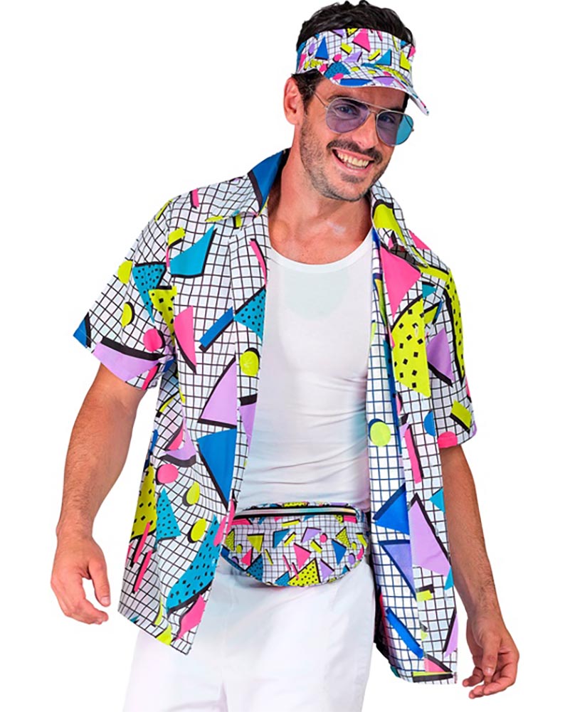80s Funky White Visor and Bumbag Set