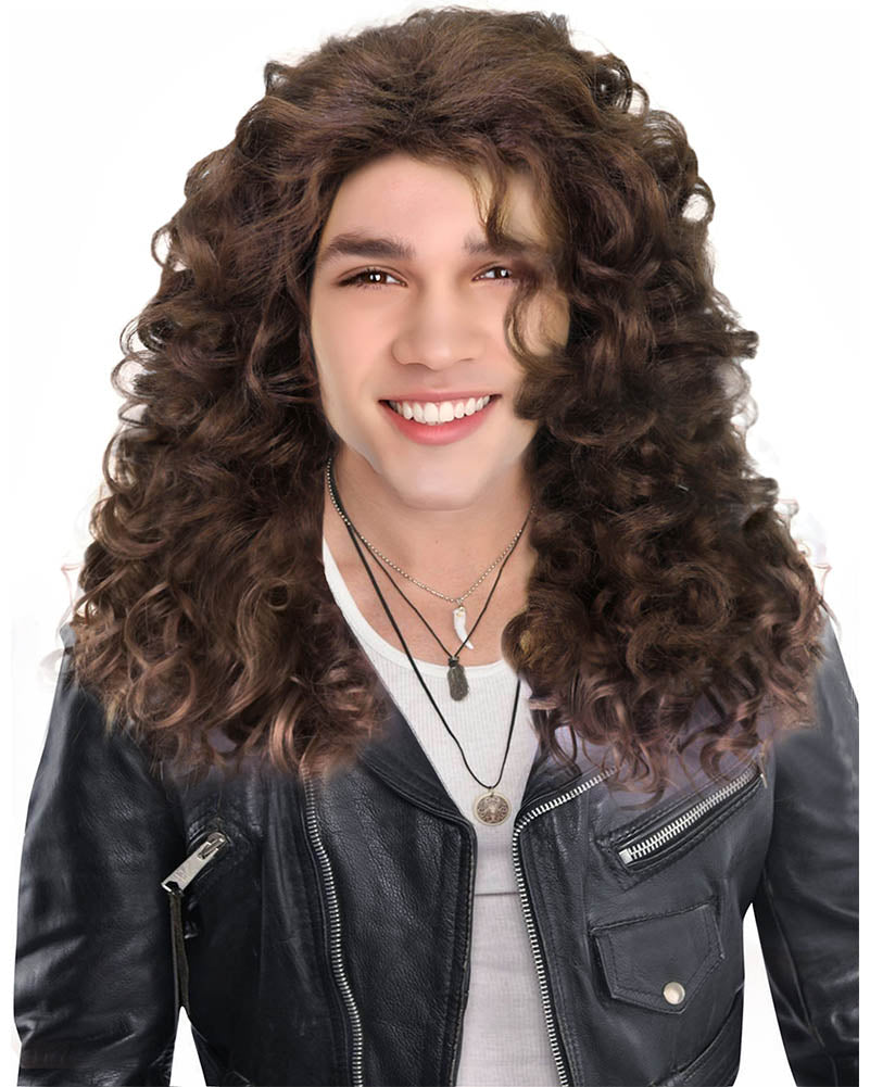 80s Rock Long Wavy Brown Wig