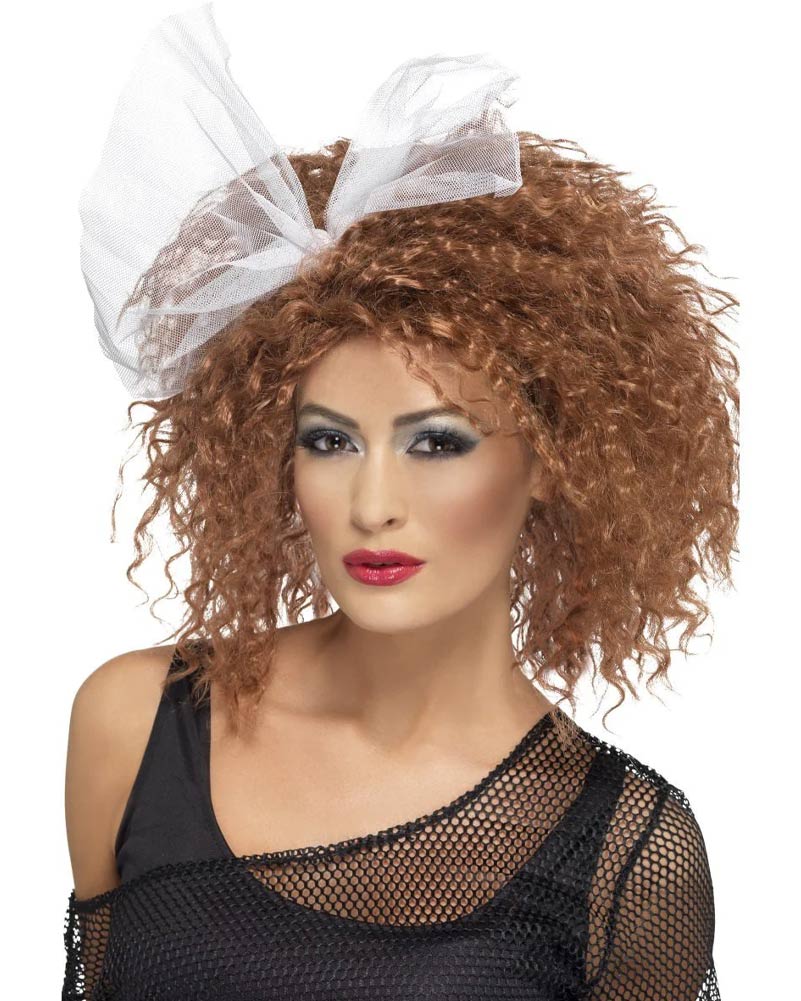 80s Wild Child Short Brown Curly Wig