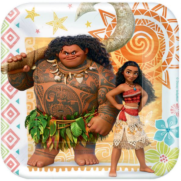 Moana 17cm Square Paper Plates Pack of 8