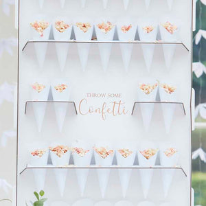 Botanical Wedding Bronze Foiled Confetti Stand With Confetti Cones Pack of 33