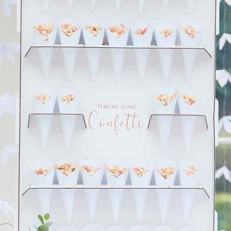 Botanical Wedding Bronze Foiled Confetti Stand With Confetti Cones Pack of 33
