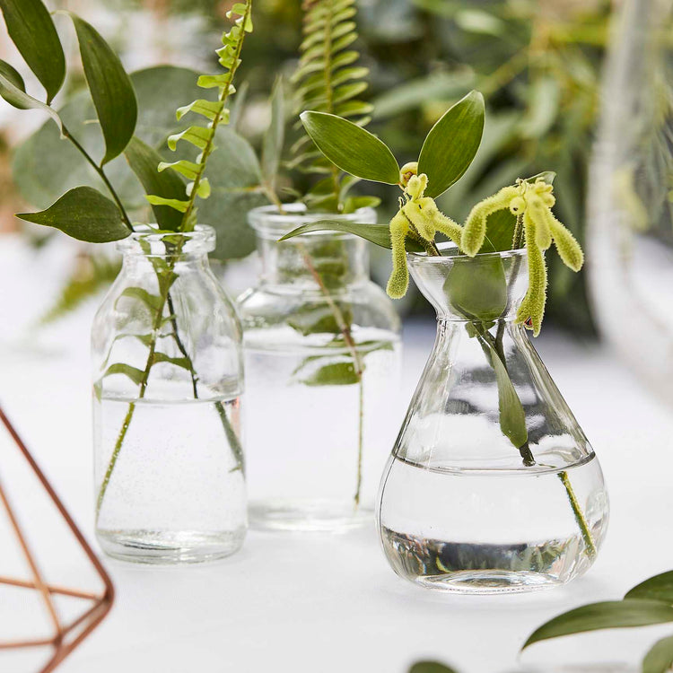 Botanical Wedding Decorations Glass Bottle Set Pack of 3
