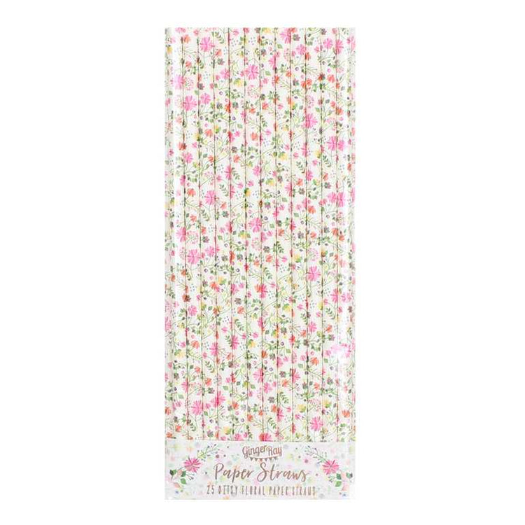 Ditsy Floral Straws Floral Pack of 25