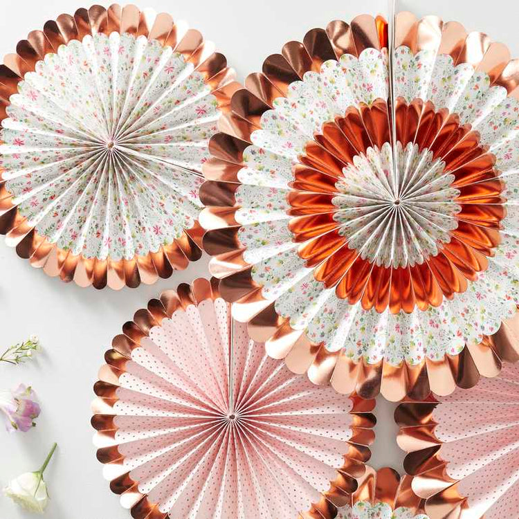Ditsy Floral Fan Decorations Floral 5 Pk Pack of 5