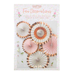 Ditsy Floral Fan Decorations Floral 5 Pk Pack of 5