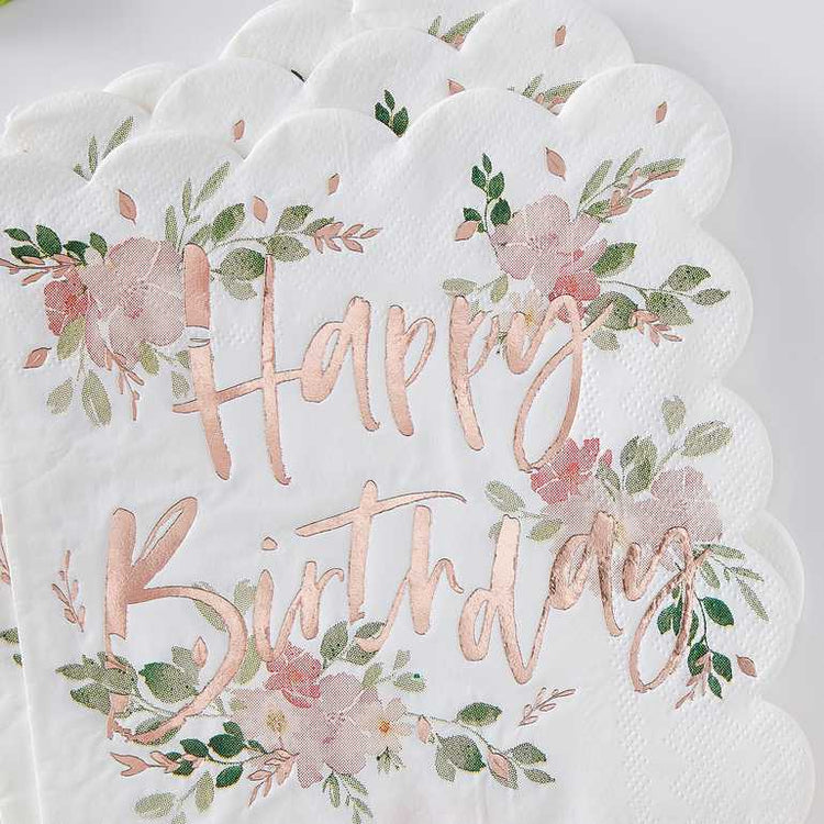 Ditsy Floral Happy Birthday Napkins Pack of 16
