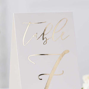 Gold Wedding Table Card Numbers Pack of 12