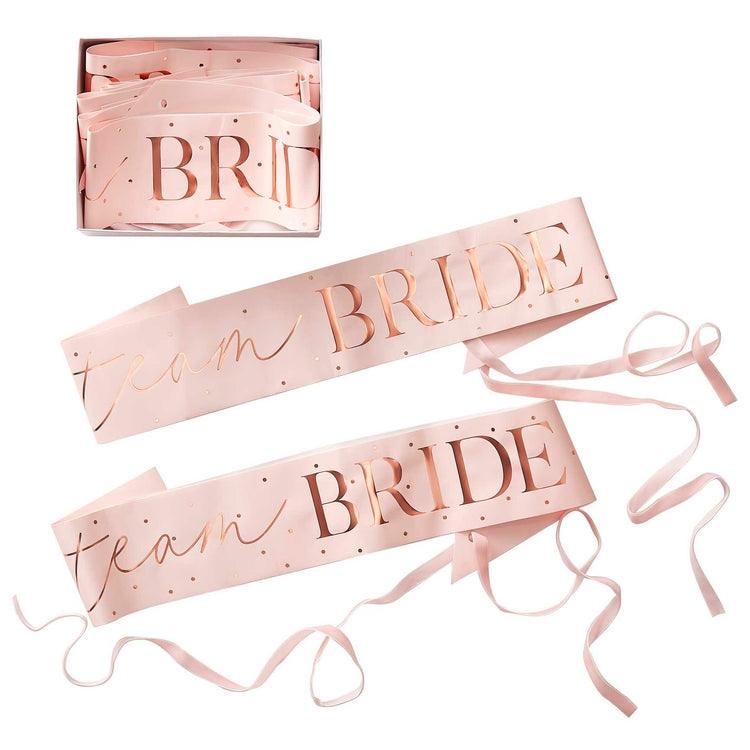 Hen Party Rose Gold Team Bride Sashes Pack of 6