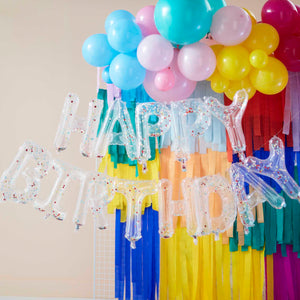 Mix It Up Balloon Bunting Brights Confetti Clear Foil Pack of 13
