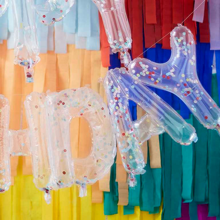Mix It Up Balloon Bunting Brights Confetti Clear Foil Pack of 13