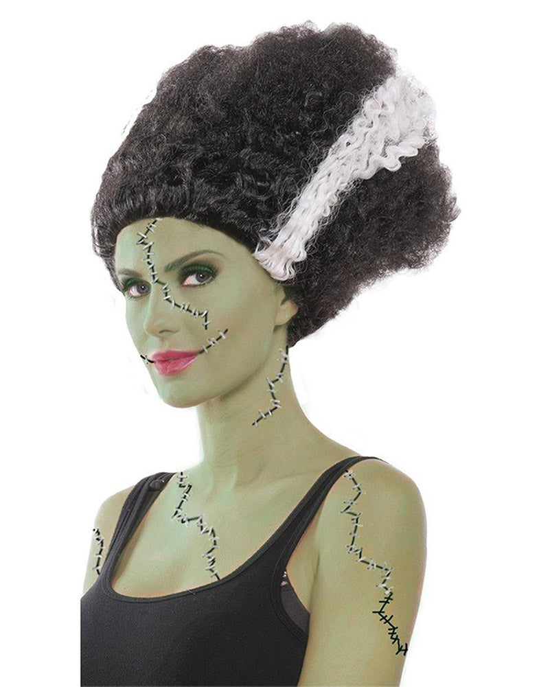 Monster Bride Curly Black and White Wig