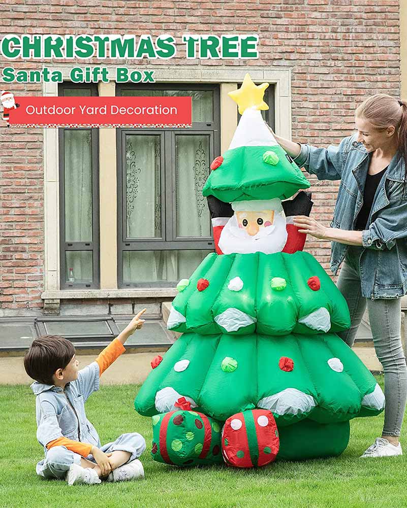 Santa in Tree with Up and Down function Christmas Inflatable 1.8m