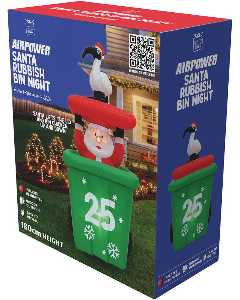 Santa Pop Up Wheelie Bin With Bin Chicken Christmas Lawn Inflatable