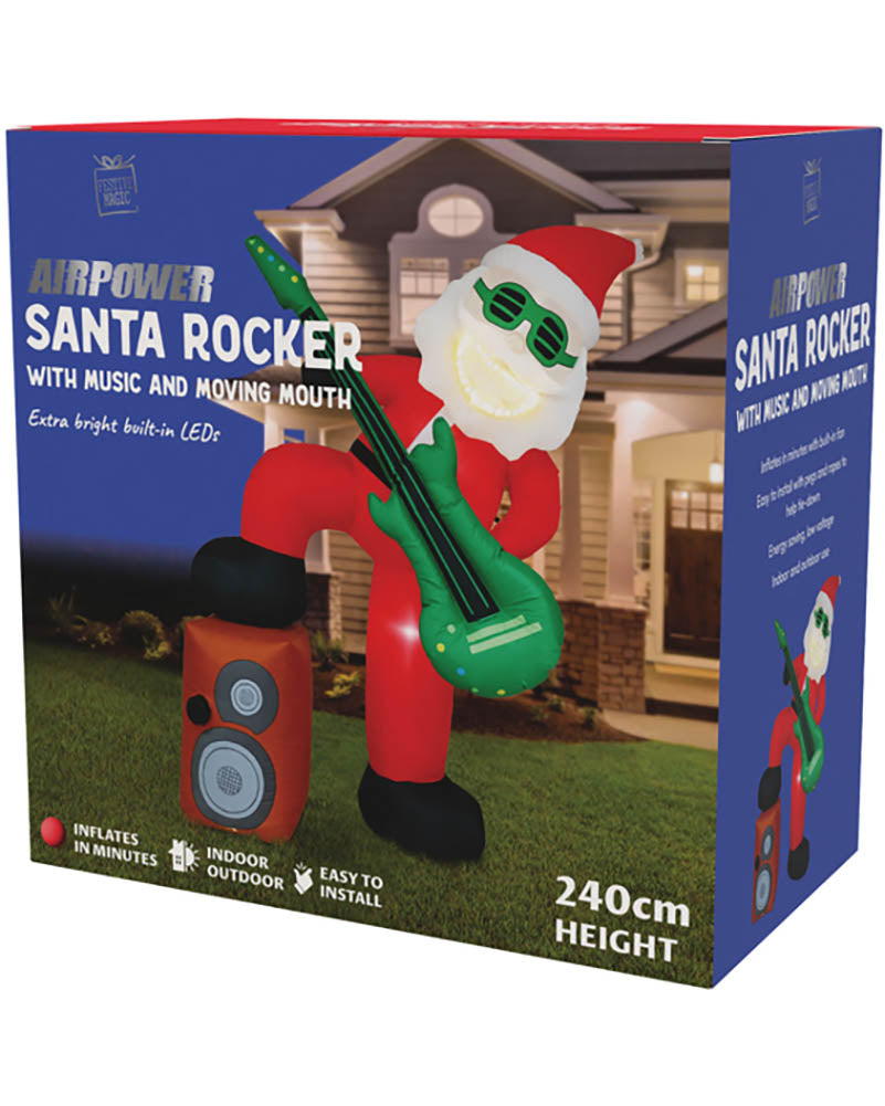 Santa Rocker Christmas Lawn Inflatable 2.4m