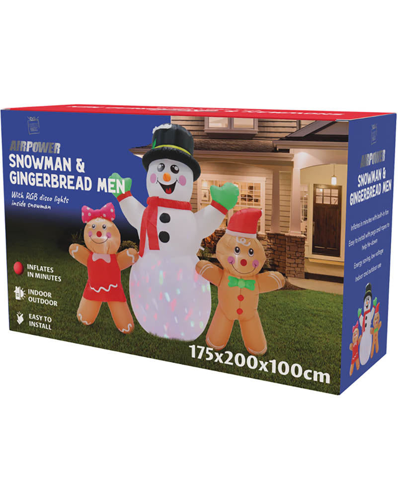 Disco Snowman with Gingers Christmas Lawn Inflatable 2m