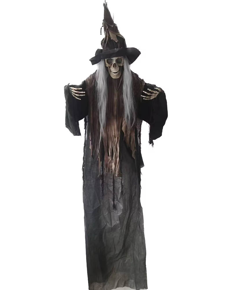 Hanging Skeleton Witch Animated Halloween Decoration 1.6m