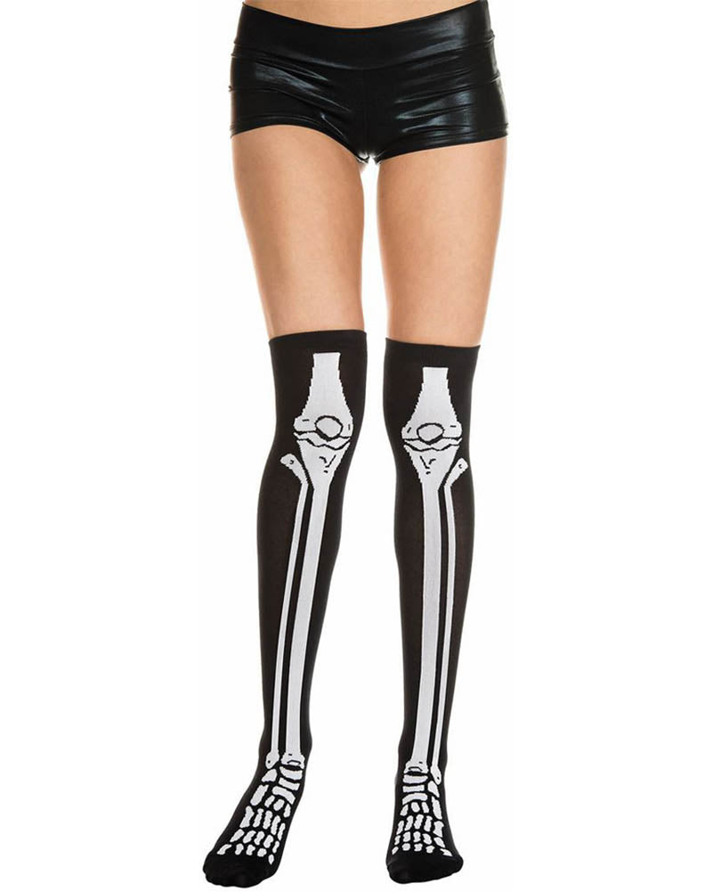 Black and White Skeleton Knee High Socks