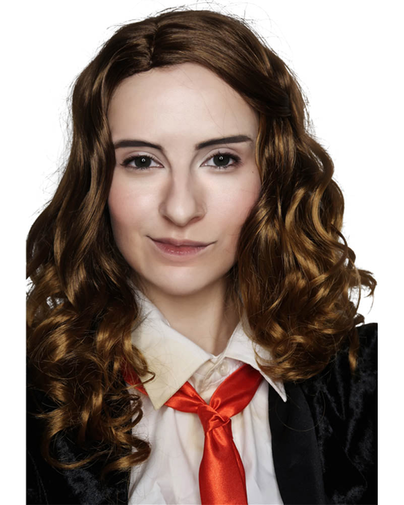 Book Worm Wizard Deluxe Curly Brown Wig