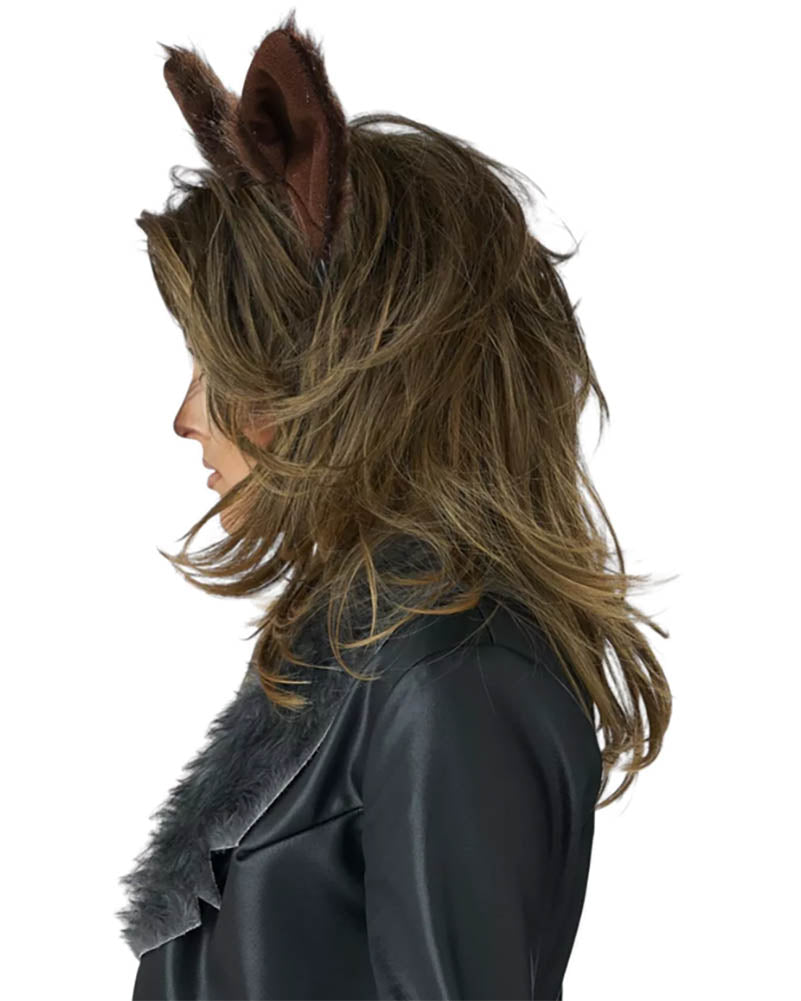 Lady Werewolf Brown Wig and Ears Set