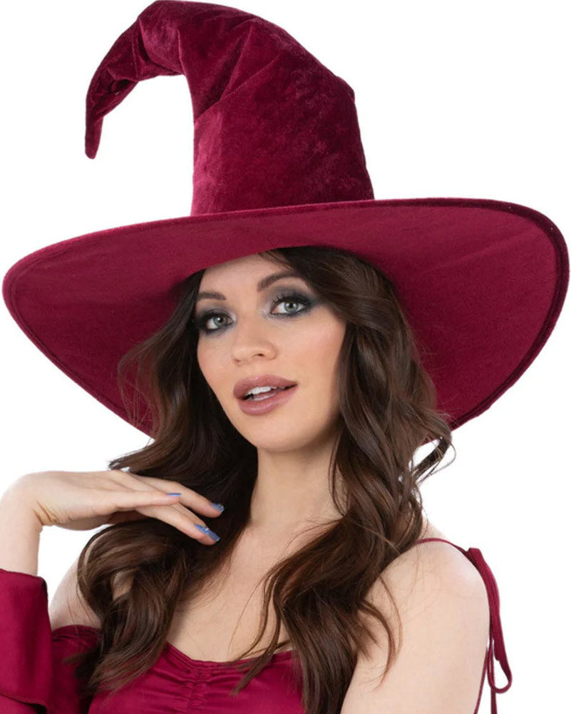 Burgundy Velour Witch Hat