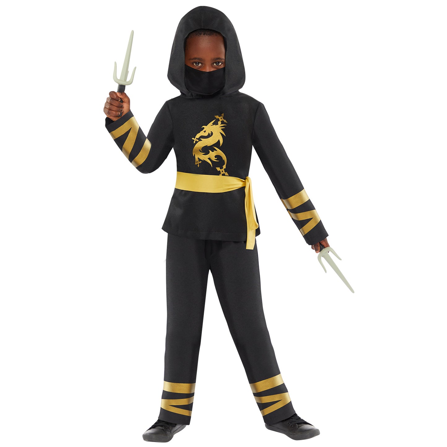 Gold Ninja Boys Costume 10-12 Years