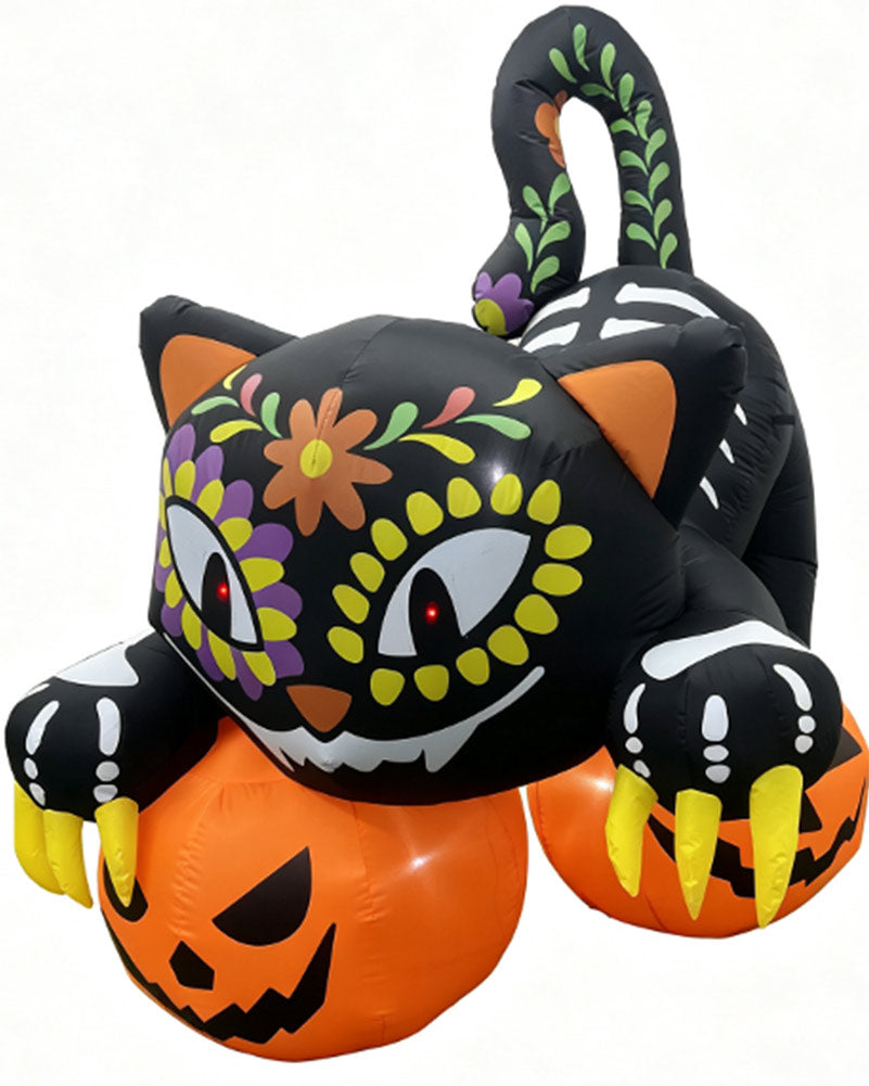 Cat and Jack O Lantern Lawn Inflatable 2.1m