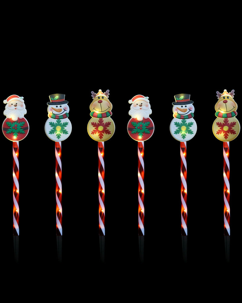 Christmas Characters Solar Path Stakes Pack of 6