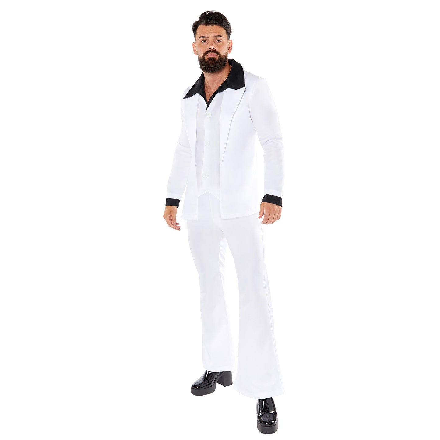 70s White Disco Suit Mens Costume Size Small
