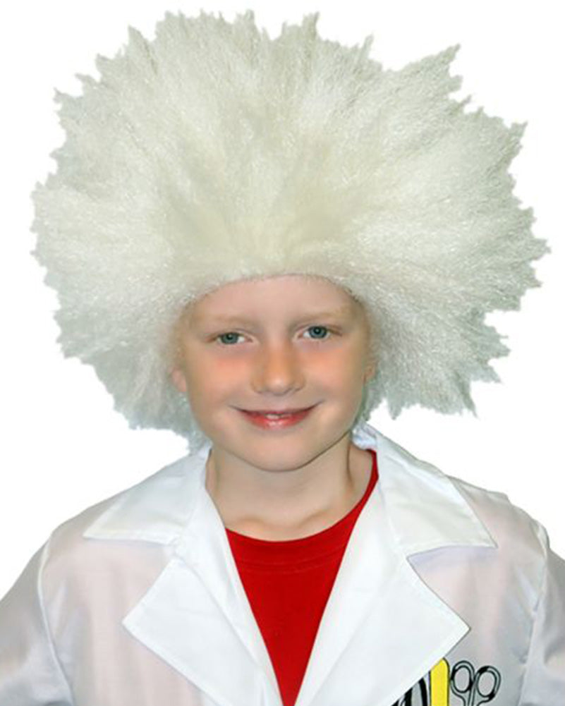 Deluxe Mad Scientist White Kids Wig