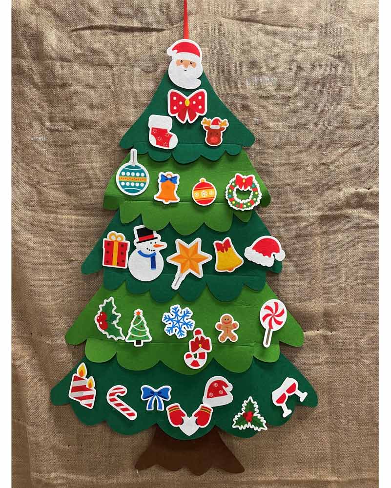 Diy Felt Wall Christmas Tree with Decorations 1m