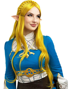 Elf Princess Premium Yellow Long Wavy Wig With Elf Ears Set