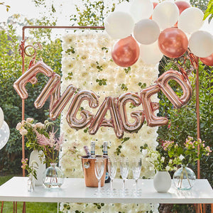 Engaged Balloon Bunting with Tassels & Rings Rose Gold Pack of 15