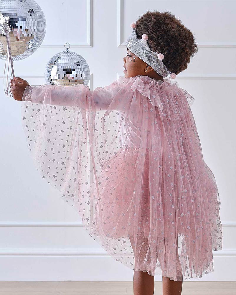 Fairy Princess Pink & Silver Sparkle Cape
