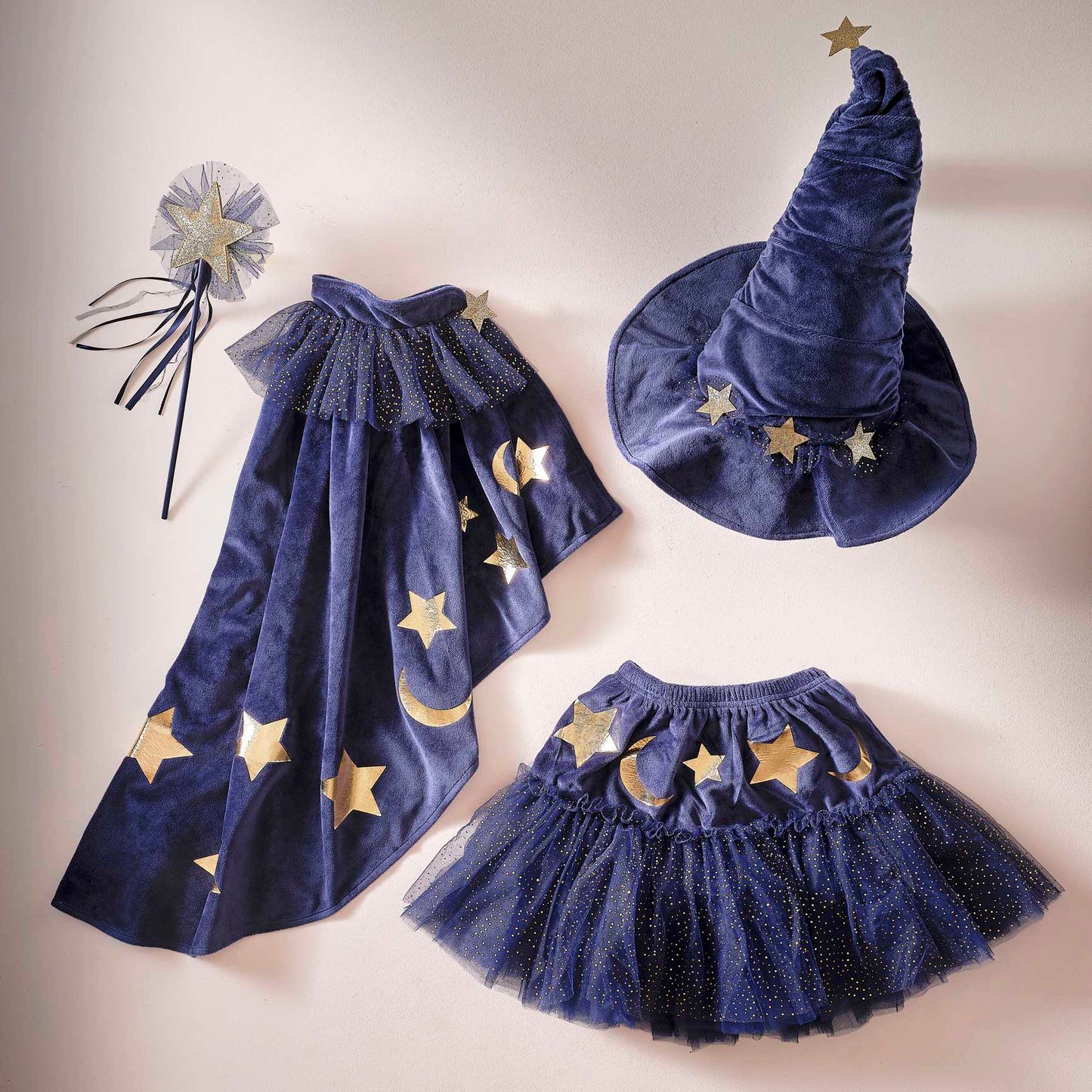 Fancy Dress Navy Velvet Sparkle Kids Wizard Tutu 5-7 Years
