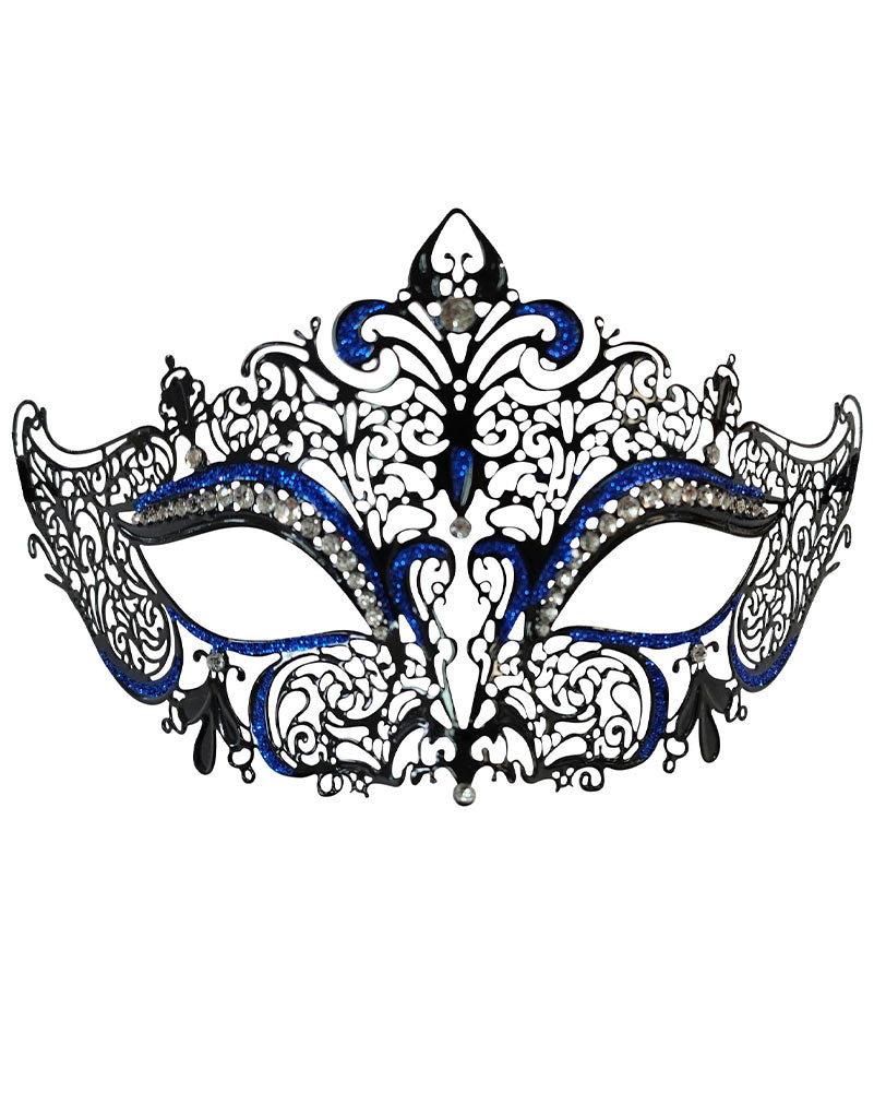 Filigree Black and Blue Metal Eye Mask