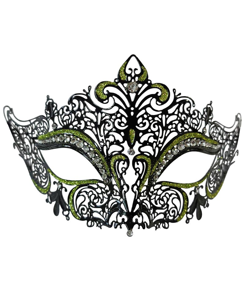 Filigree Black and Green Metal Eye Mask