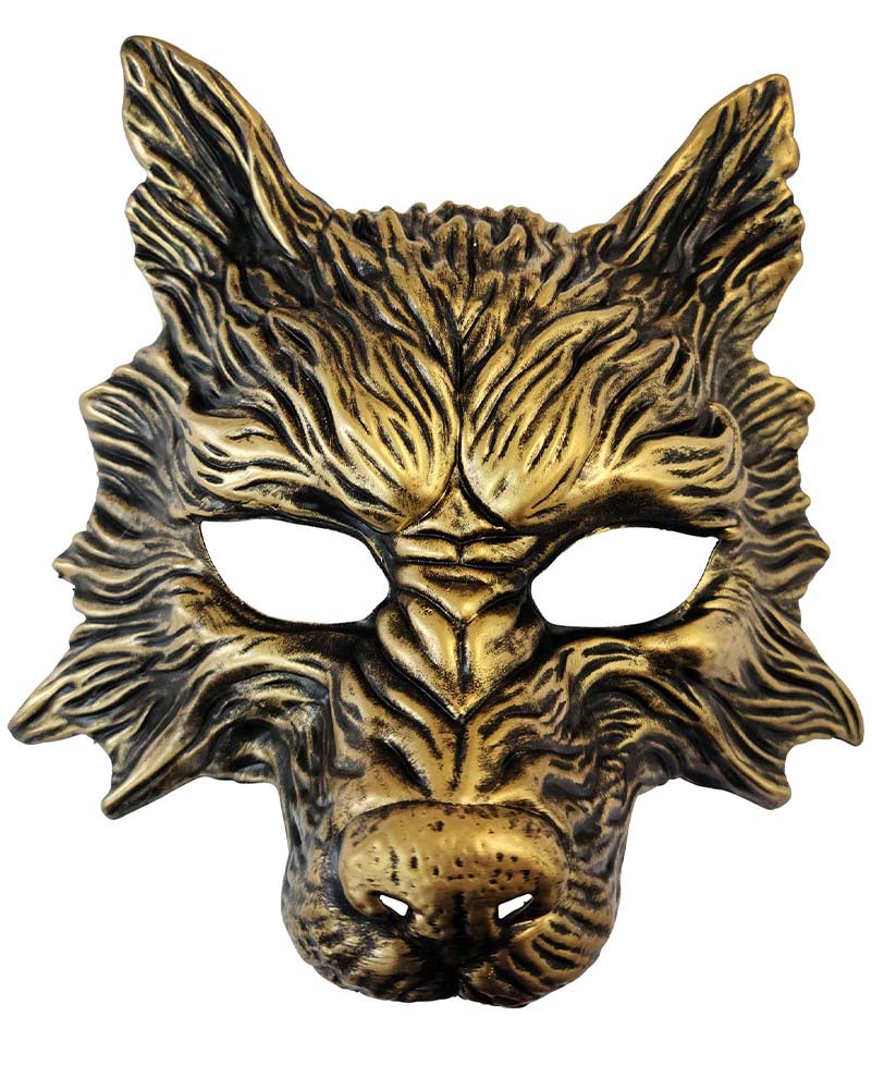 Gold Wolf Face Mask