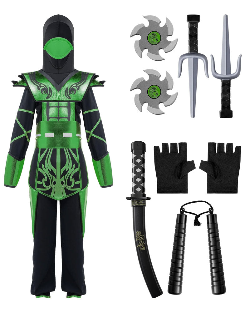 Green Ninja Complete Boys Costume