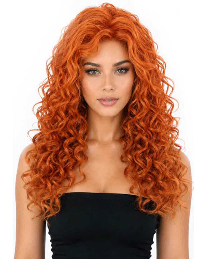 Iris Long Orange Curly Wig