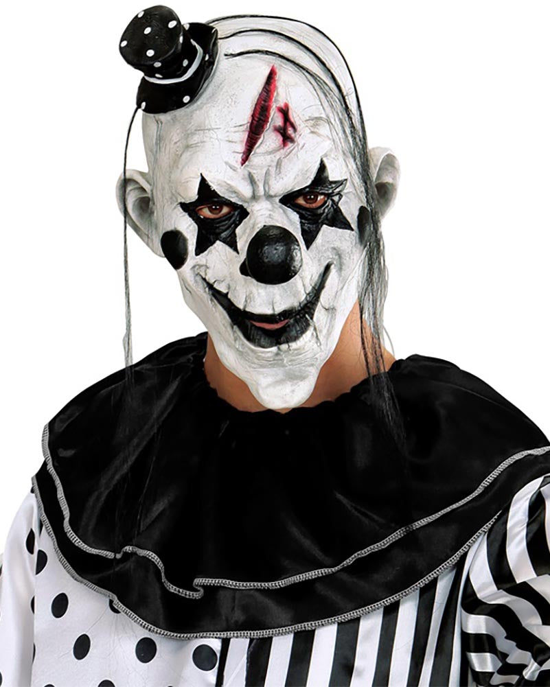 Killer Clown Mask with Hair and Mini Hat