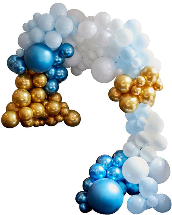 Large Blues and Gold Chrome Balloon Arch Pack of 200