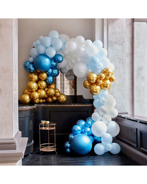 Large Blues and Gold Chrome Balloon Arch Pack of 200