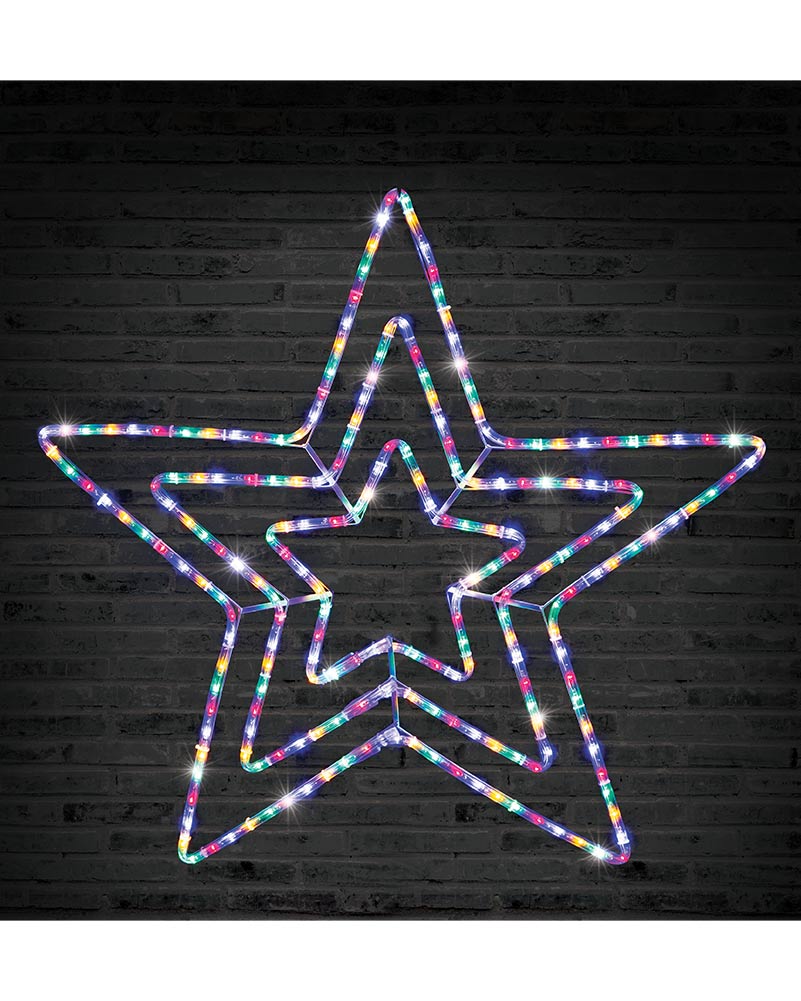 Multi-Coloured 3 in 1 Flashing Star LED Christmas Ropelight 80cm